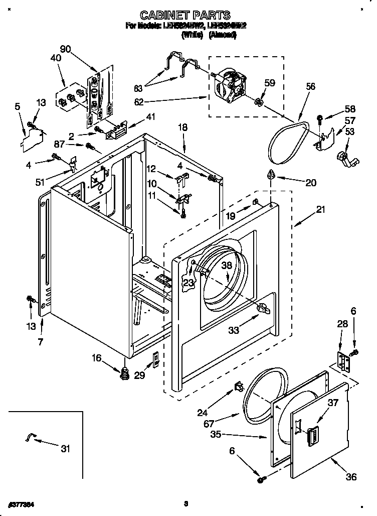Whirlpool LER5624BN2 cabinet diagram