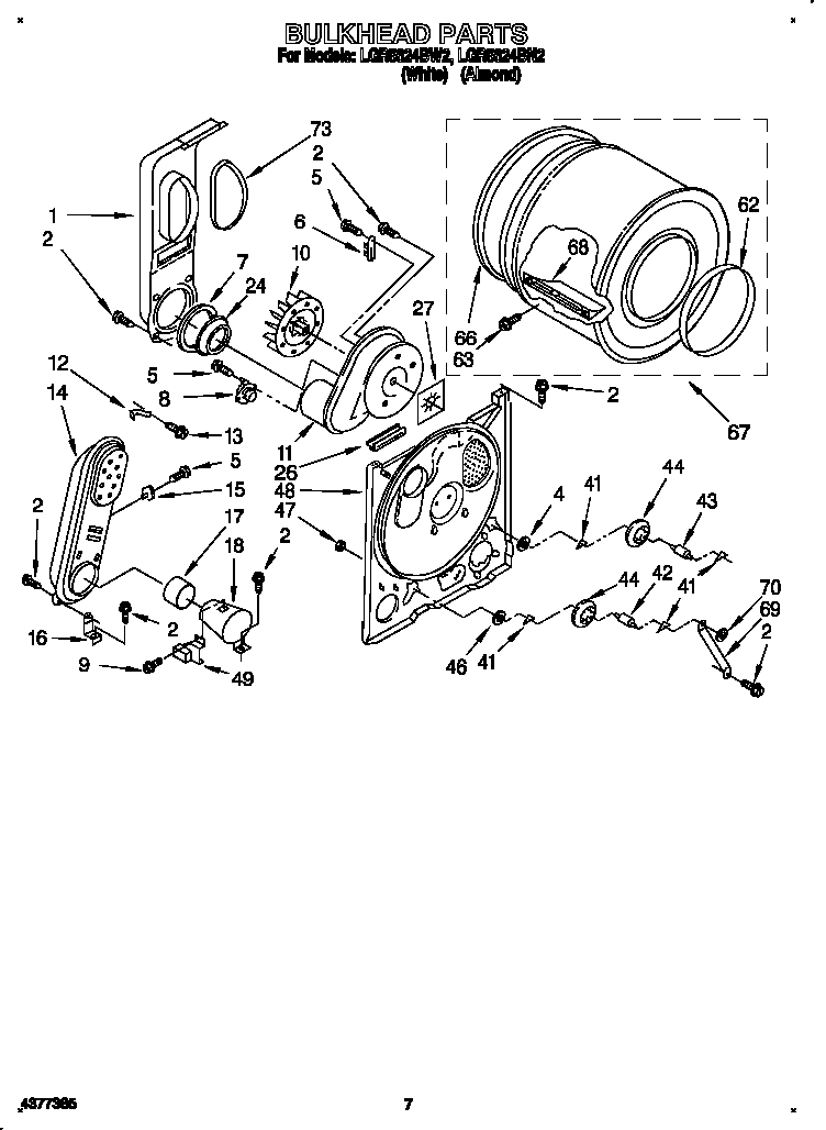 Whirlpool LGR5624BW2 bulkhead diagram