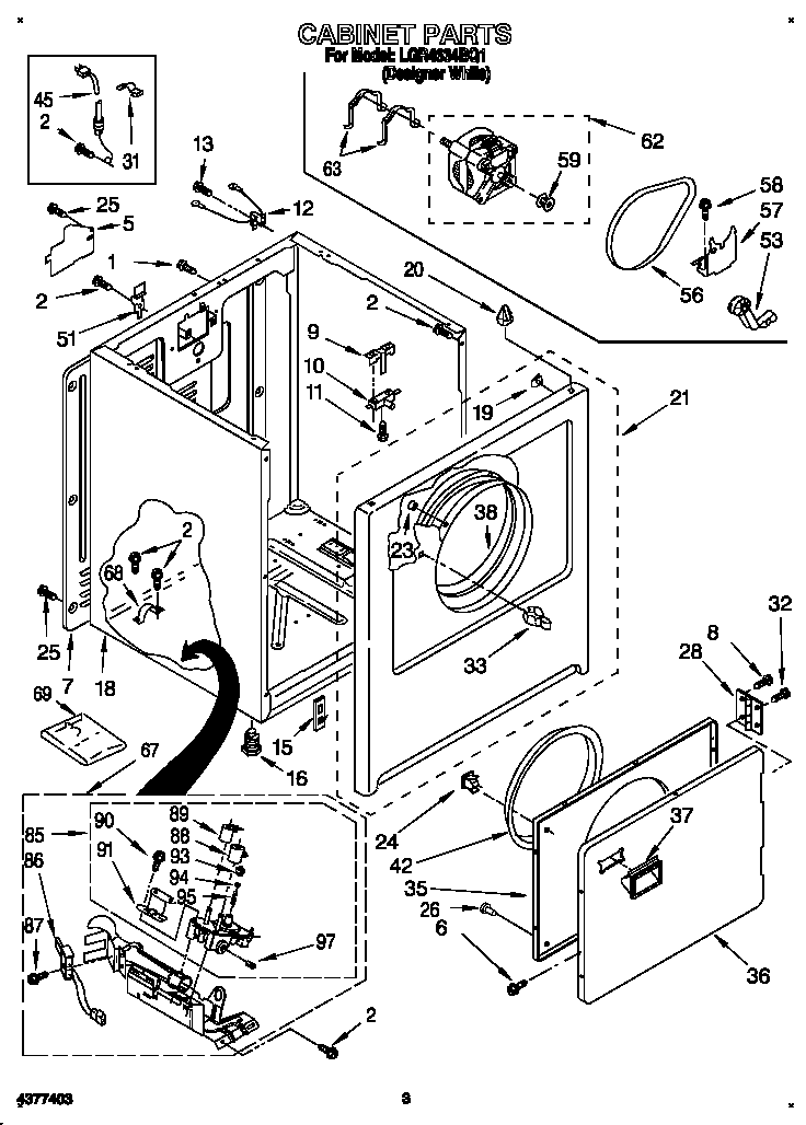 Whirlpool LGR4634BQ1 cabinet diagram