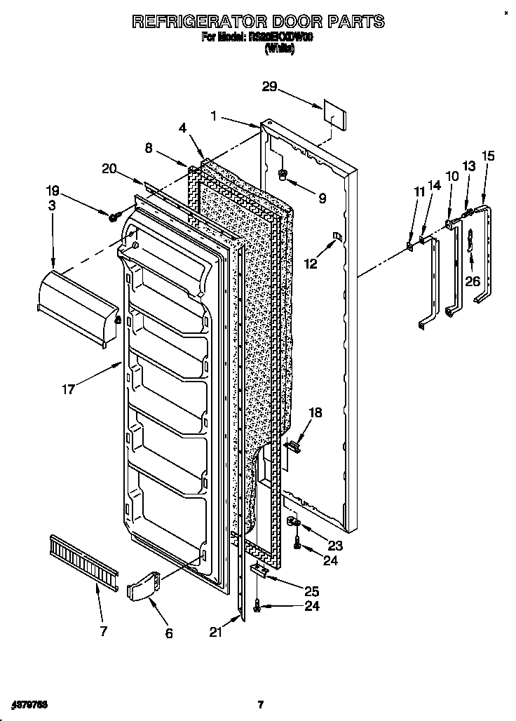 Roper RS20EKXDW00 refrigerator door diagram