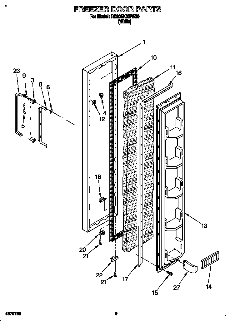 Roper RS20EKXDW00 freezer door diagram