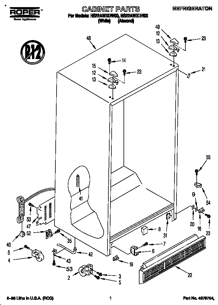 Roper RS22AWXDN00 cabinet diagram