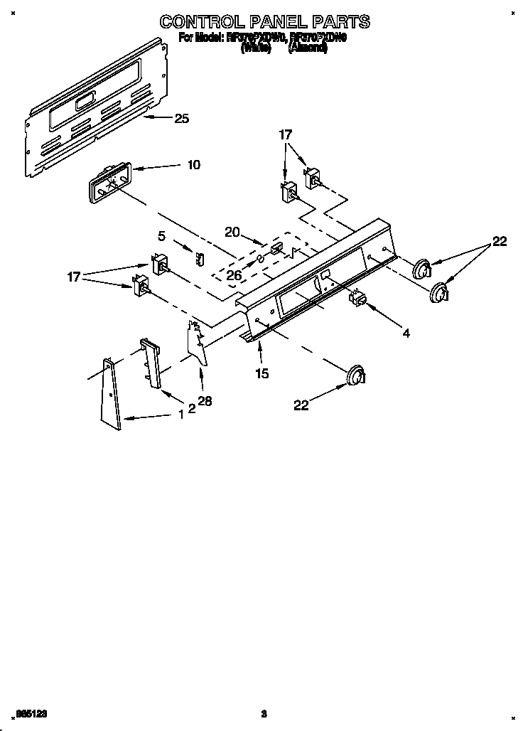 Whirlpool RF370PXDW0 control panel diagram