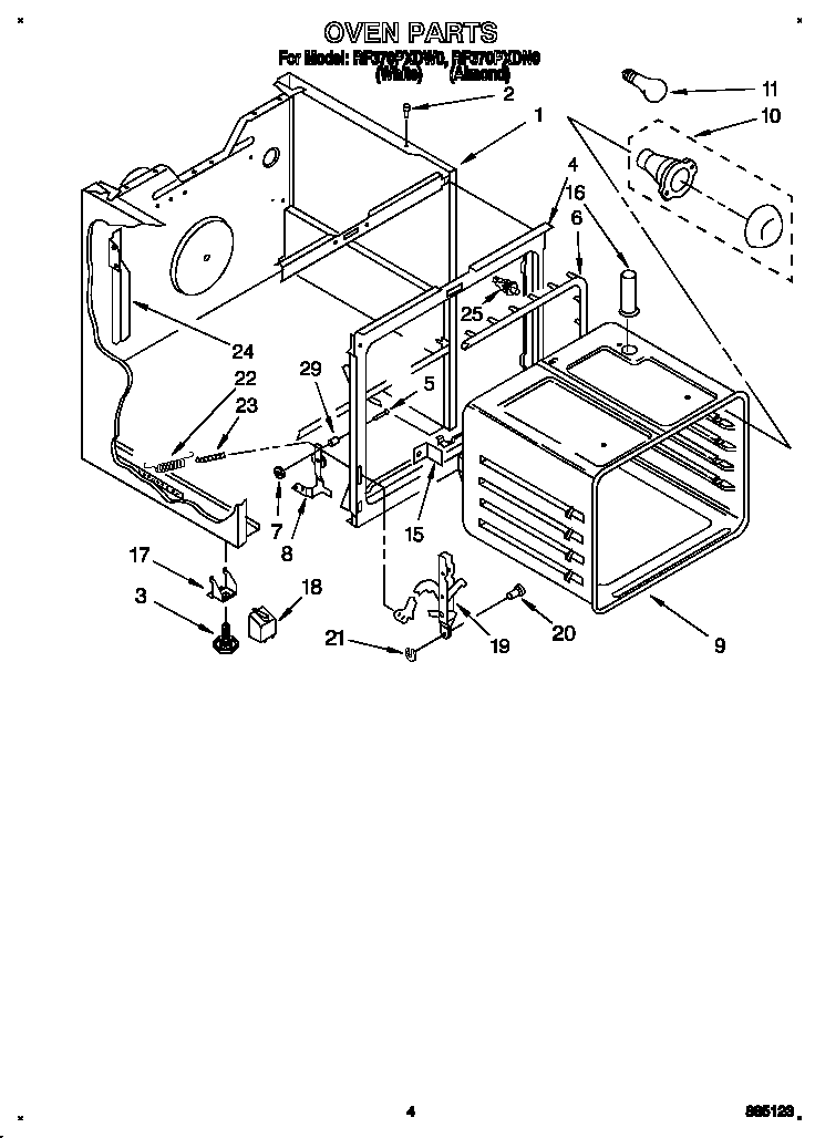 Whirlpool RF370PXDW0 oven diagram