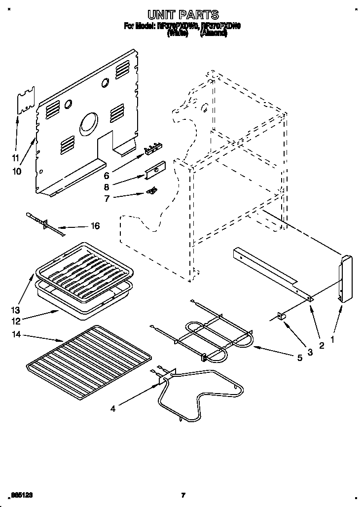 Whirlpool RF370PXDW0 unit diagram