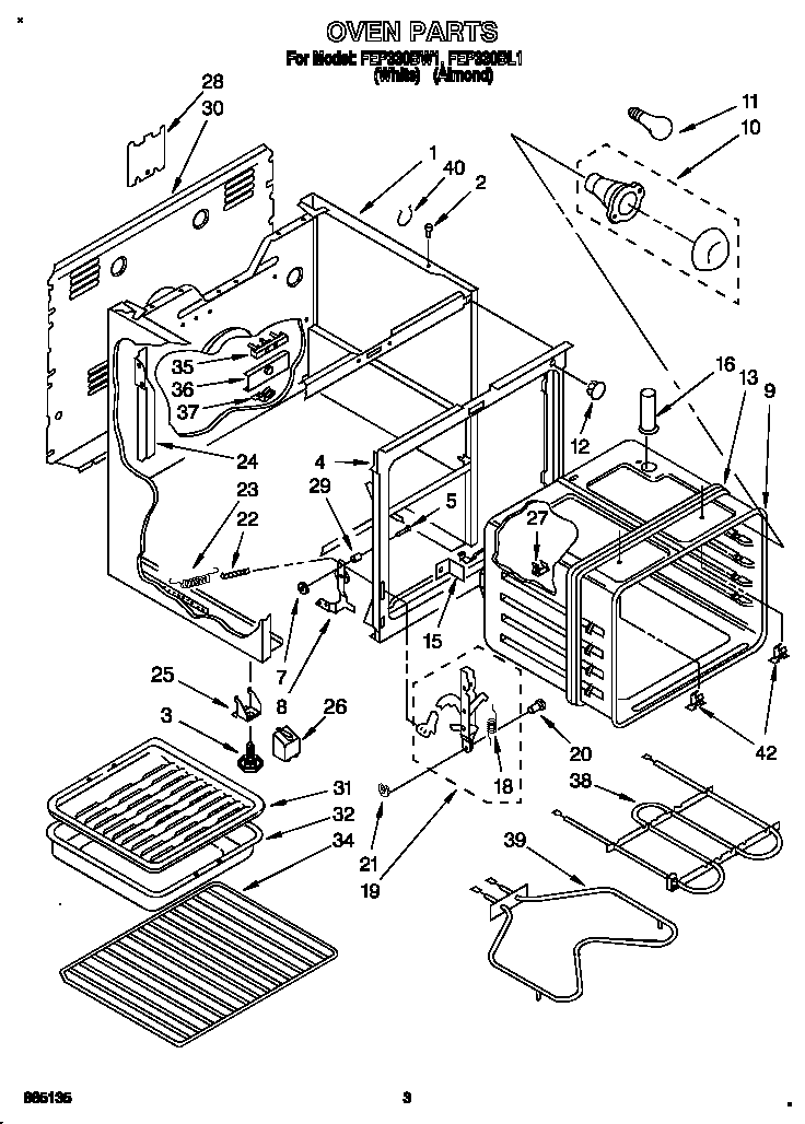 Roper FEP330BL1 oven diagram