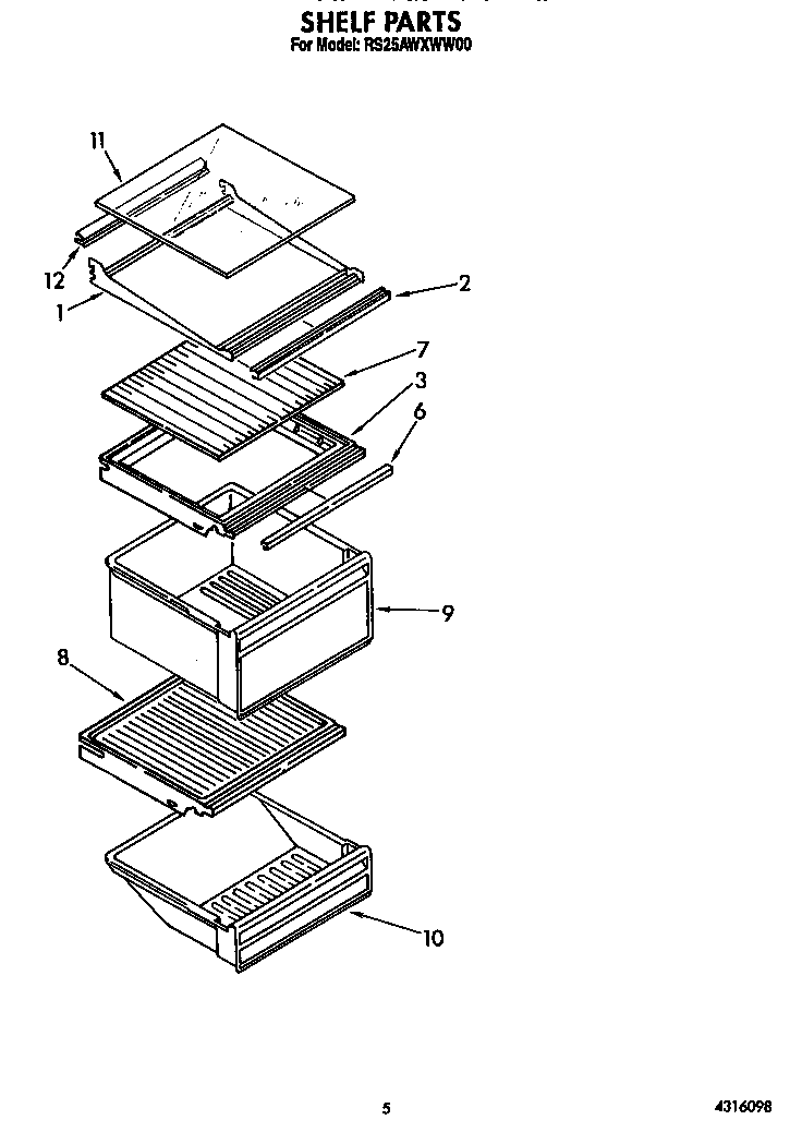 Roper RS25AWXWL00 shelf diagram