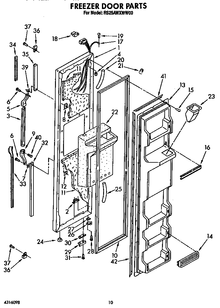 Roper RS25AWXWL00 freezer door diagram
