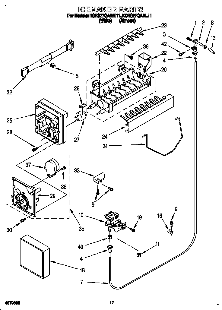 KitchenAid KSRS27QAAL11 icemaker diagram