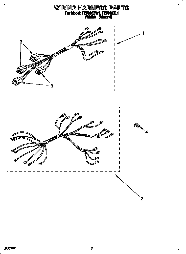 Roper FEP310BW1 wiring harness diagram