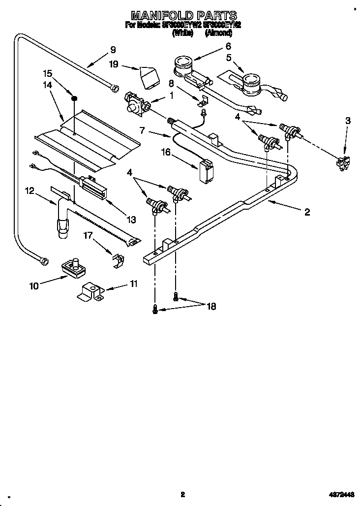 Whirlpool SF3000EYW2 manifold diagram
