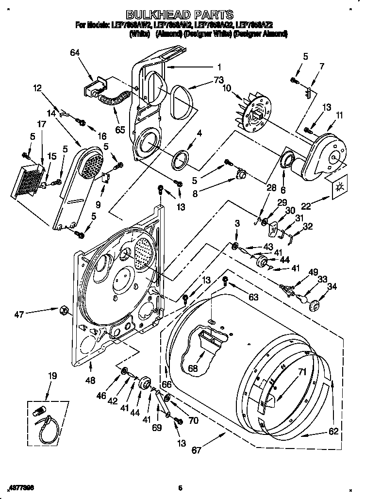 Whirlpool LEP7858AQ2 bulkhead diagram