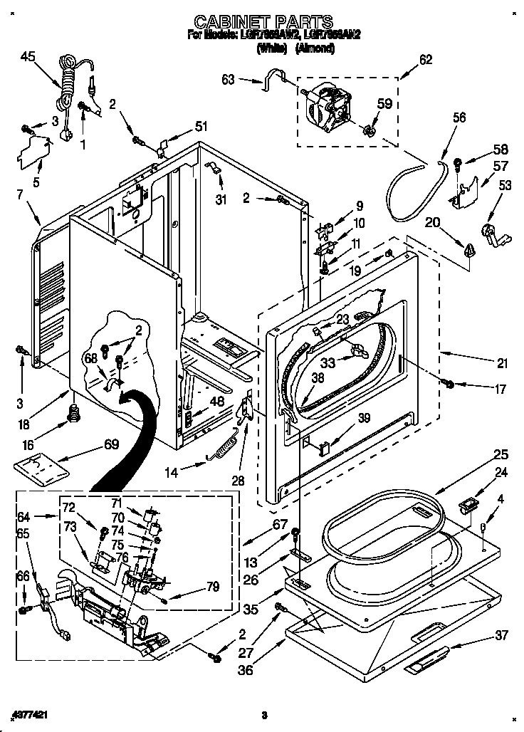 Whirlpool LGR7858AW2 cabinet diagram