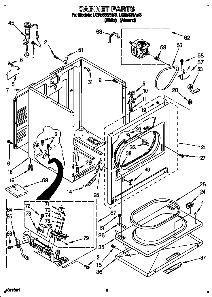 Whirlpool LGR5638AN3 cabinet diagram