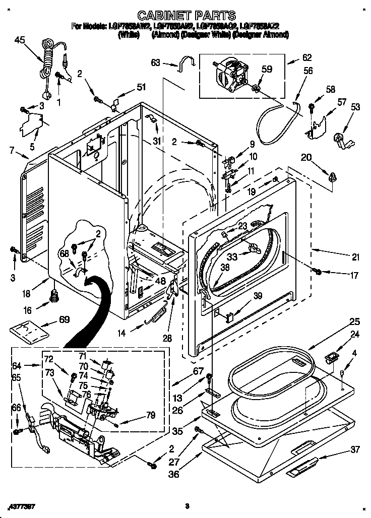 Whirlpool LGP7858AW2 cabinet diagram