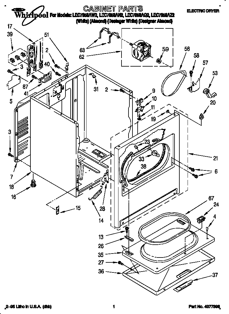 Whirlpool LEC7858AQ2 cabinet diagram