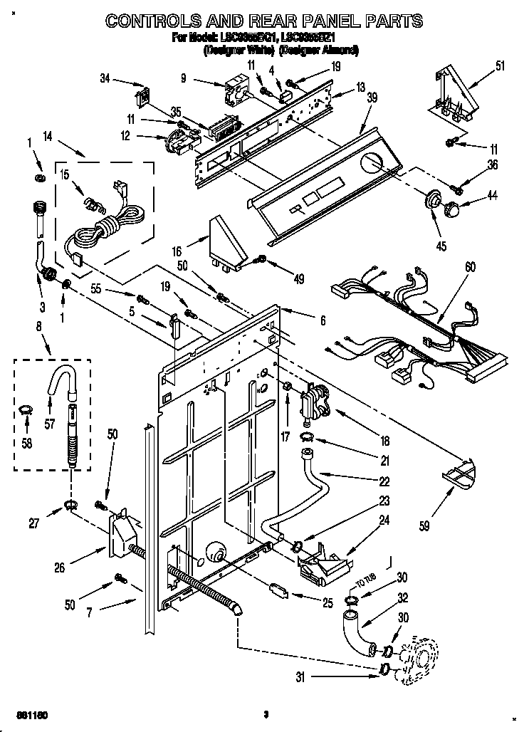 Whirlpool LSC9355BZ1 controls and rear panel diagram