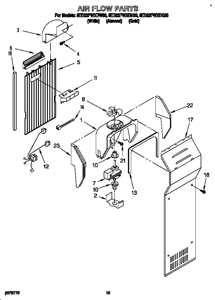 Whirlpool 8ED22PWXDN00 air flow diagram