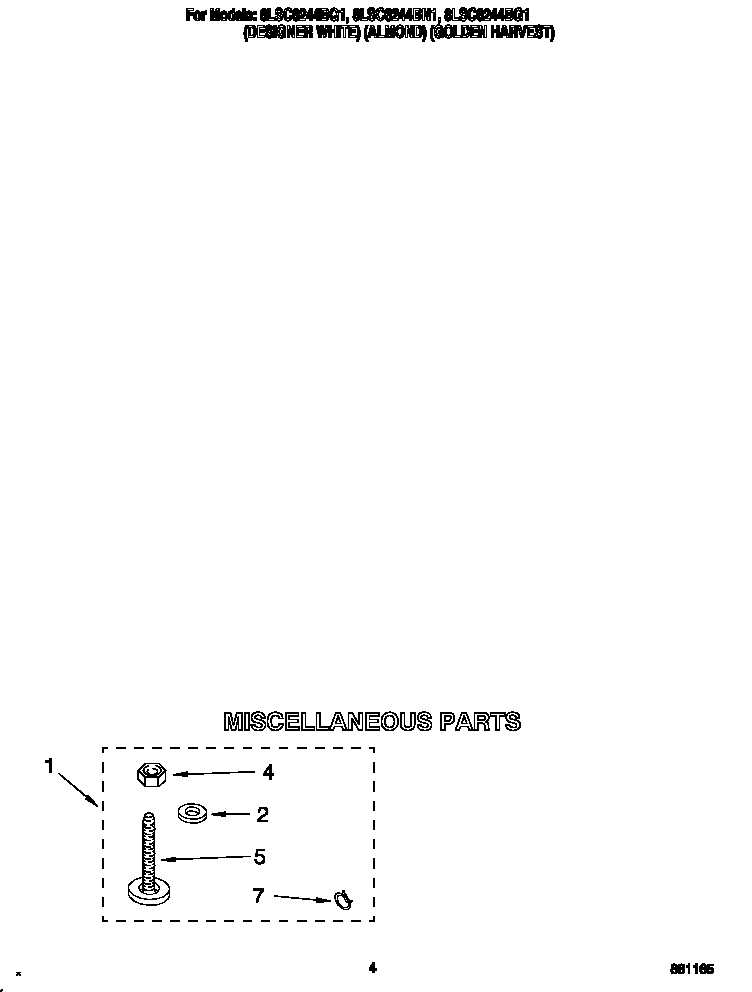 Whirlpool 8LSC6244BN1 miscellaneous diagram
