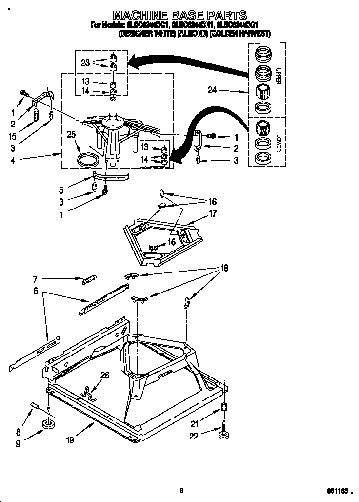 Whirlpool 8LSC6244BN1 machine base diagram