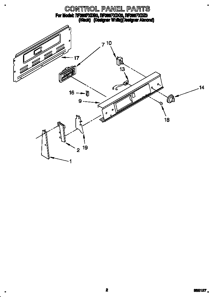 Whirlpool RF386PXDB0 control panel diagram
