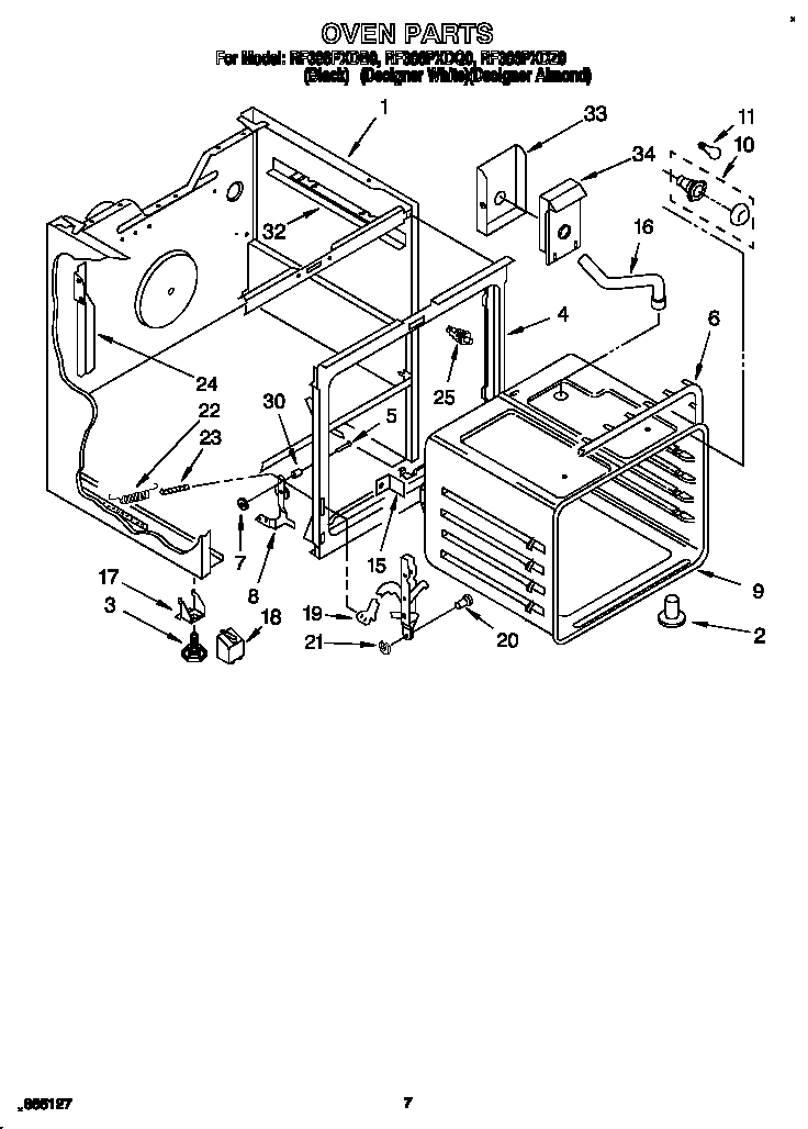Whirlpool RF386PXDB0 oven diagram
