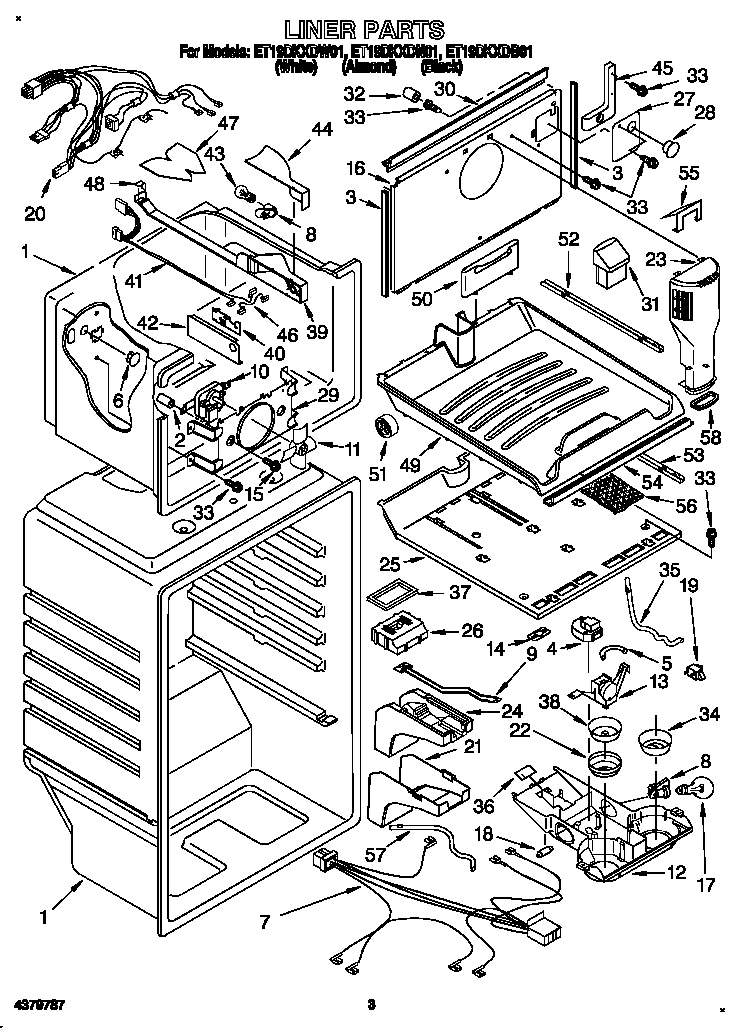 Whirlpool ET19DKXDB01 liner diagram