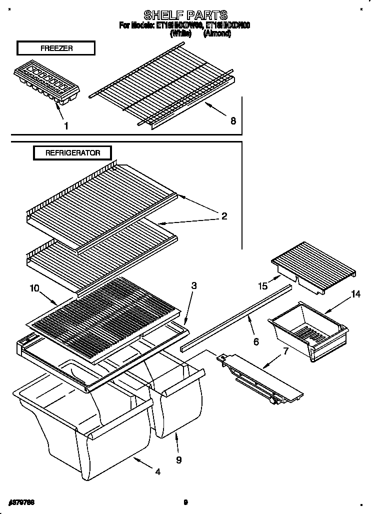 Whirlpool ET18HNXDN00 shelf diagram