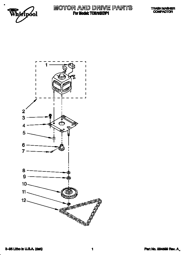 Whirlpool TC8750XBP1 motor and drive diagram