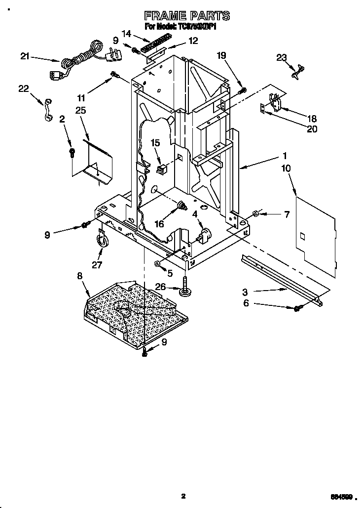 Whirlpool TC8750XBP1 frame diagram