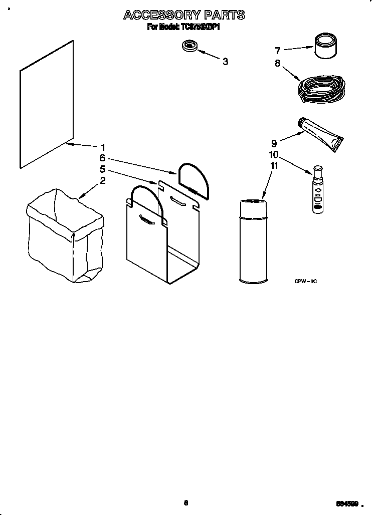 Whirlpool TC8750XBP1 accessory diagram
