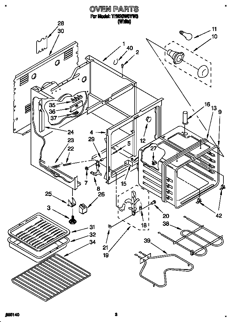 Whirlpool TER20W0YW3 oven diagram
