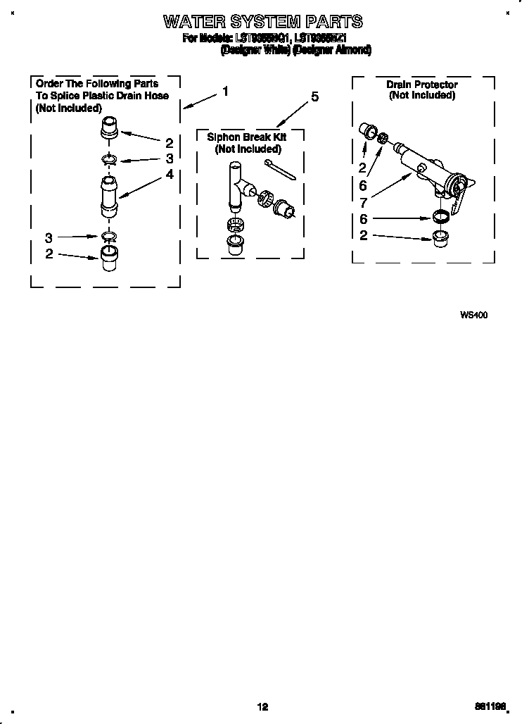 Whirlpool LST9355BZ1 water system diagram