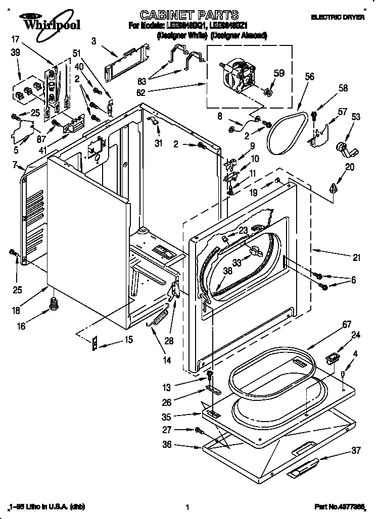 Whirlpool LEE9848BQ1 cabinet diagram