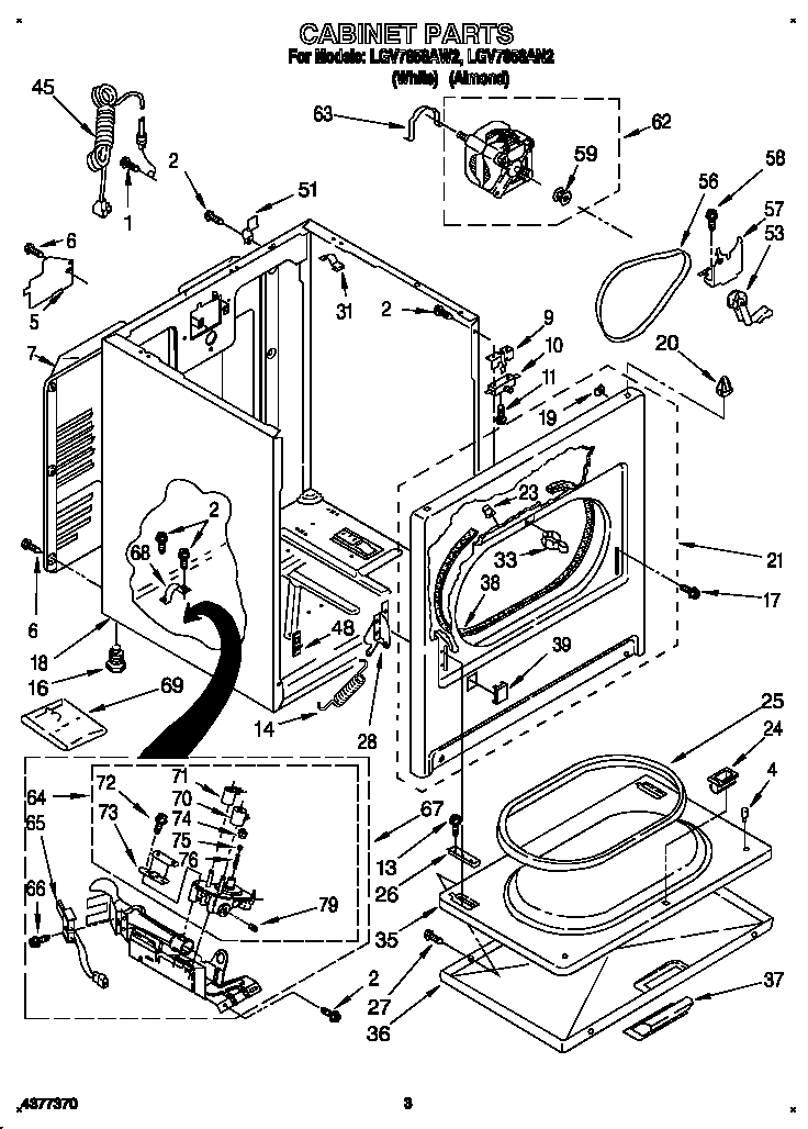 Whirlpool LGV7858AW2 cabinet diagram