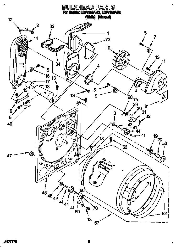 Whirlpool LGV7858AW2 bulkhead diagram