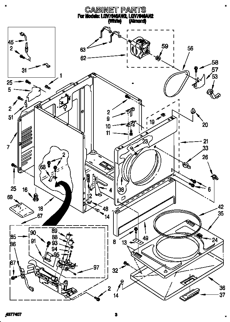 Whirlpool LGV7646AN2 cabinet diagram