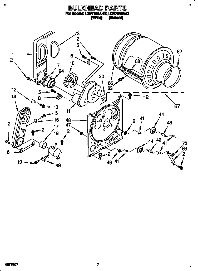 Whirlpool LGV7646AN2 bulkhead diagram