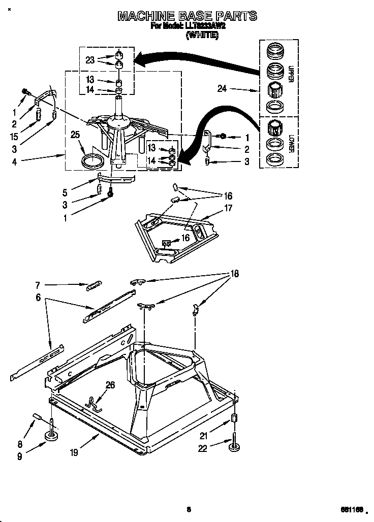 Whirlpool LLT8233AW2 machine base diagram