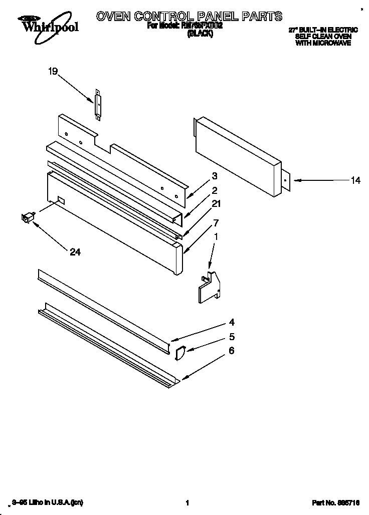 Whirlpool RM765PXBB2 oven control panel diagram