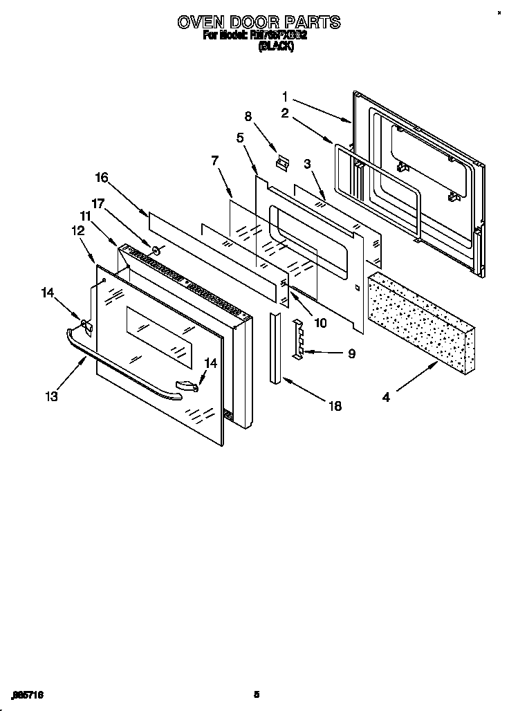 Whirlpool RM765PXBB2 oven door diagram