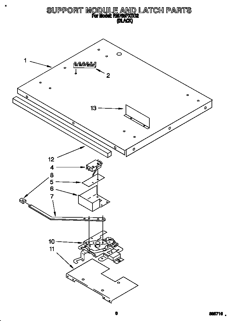 Whirlpool RM765PXBB2 support module and latch diagram