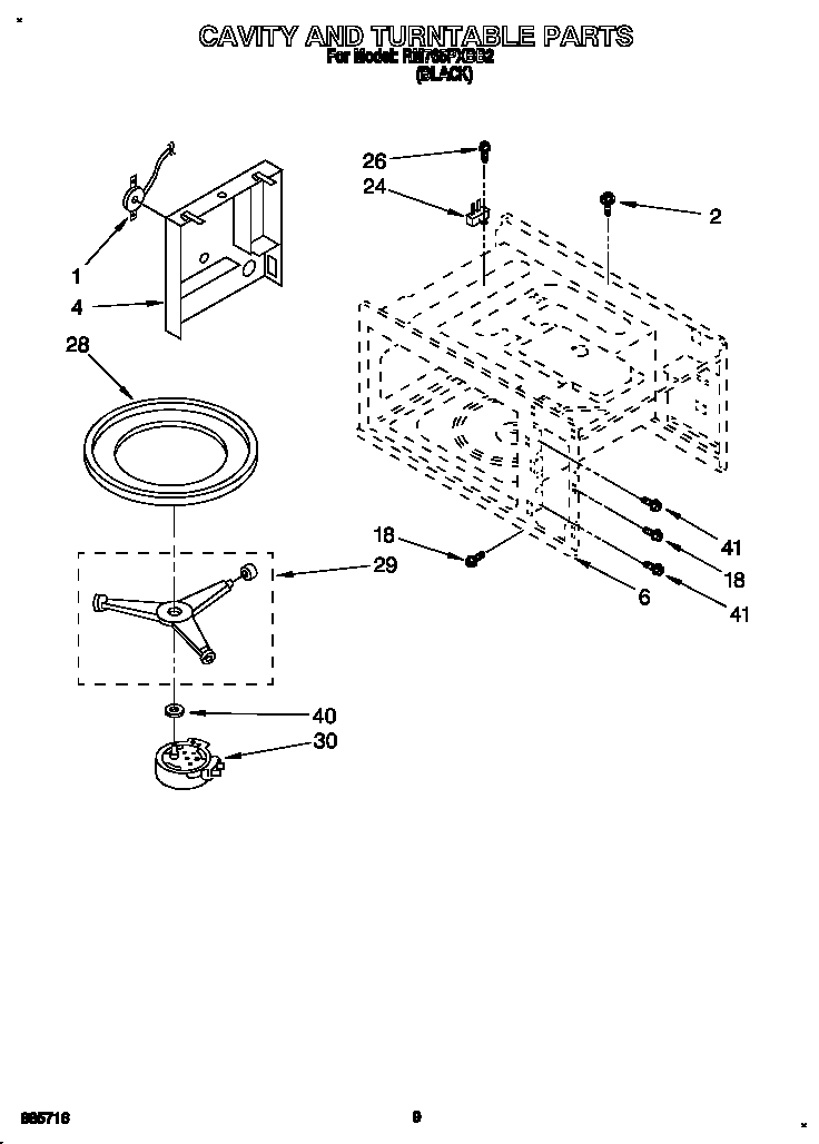 Whirlpool RM765PXBB2 cavity and turntable diagram