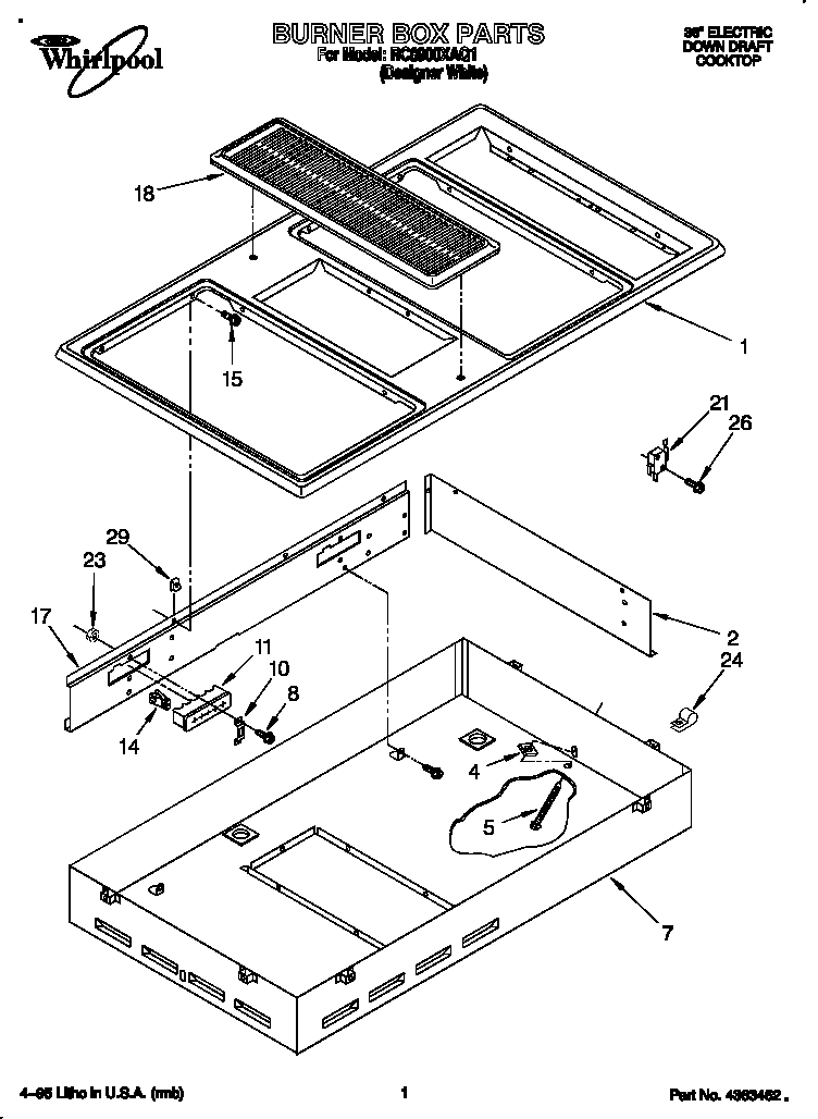Whirlpool RC8900XAQ1 burner box diagram