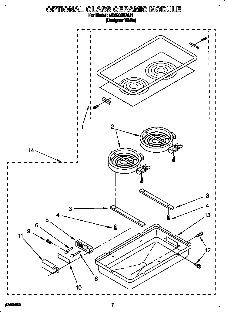 Whirlpool RC8900XAQ1 glass ceramic module (optional) diagram