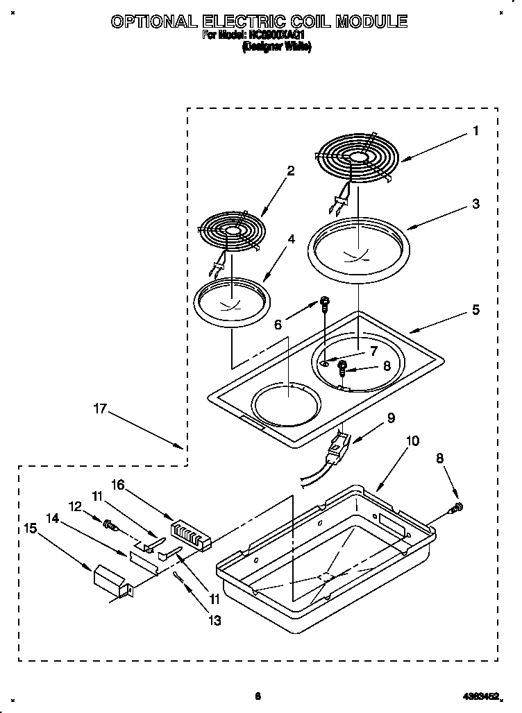 Whirlpool RC8900XAQ1 electric coil module (optional) diagram
