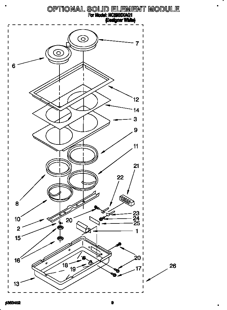 Whirlpool RC8900XAQ1 solid element module (optional) diagram