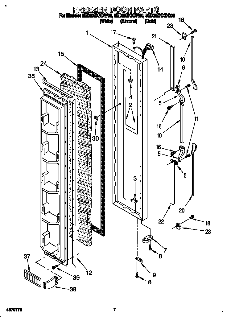 Whirlpool 8ED20ZKXDN00 freezer door diagram