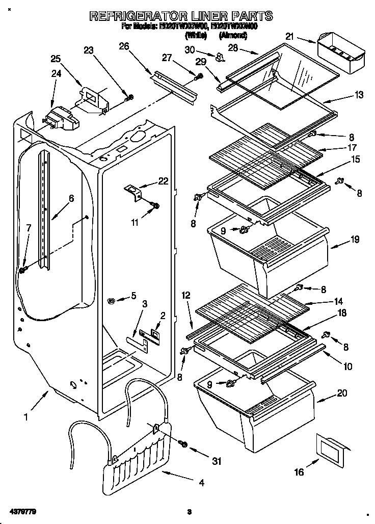 Whirlpool ED20TWXDW00 refrigerator liner diagram