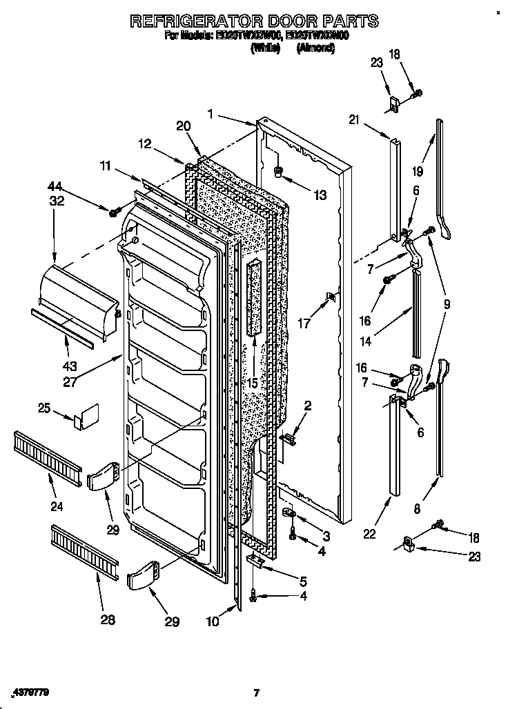 Whirlpool ED20TWXDW00 refrigerator door diagram